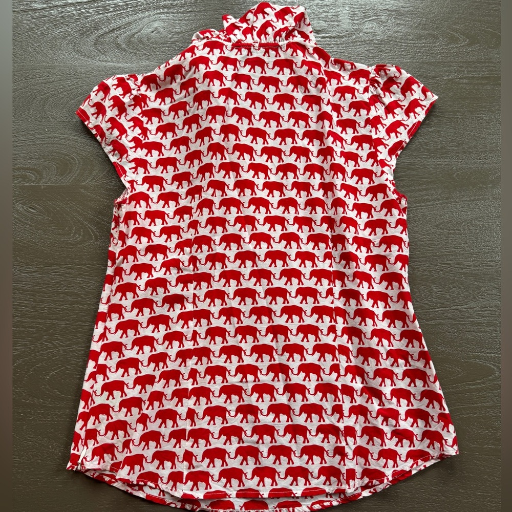 Elizabeth McKay Red Elephants Silk and Cotton Elizabeth Shirt with side zipper - Picture 6 of 6